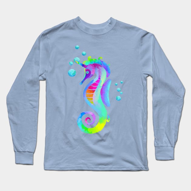 Unicorn Seahorse Long Sleeve T-Shirt by AlondraHanley